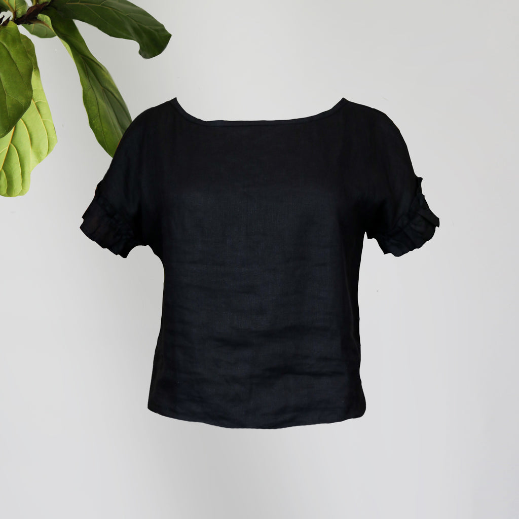 The perfect blouse. Black linen by CJ Laing Palm Beach.