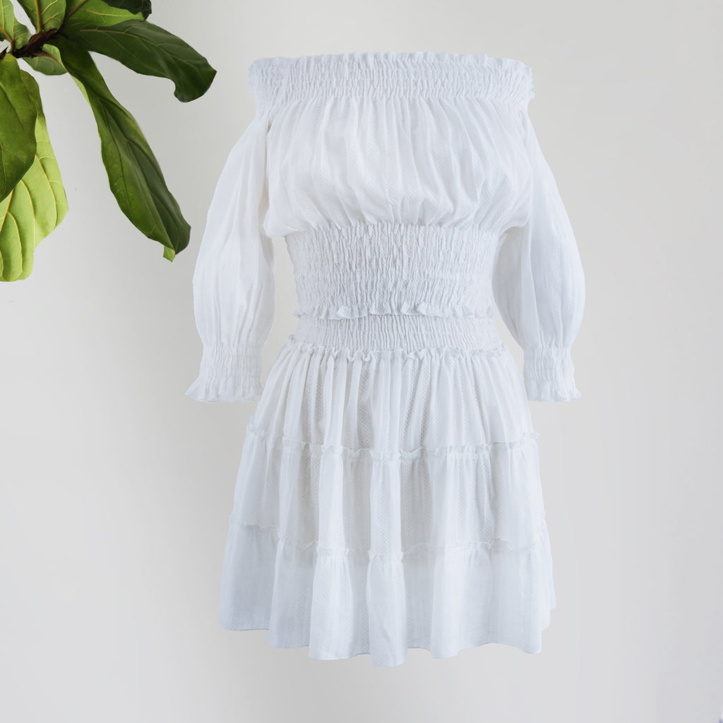 White Mini Skirt by CJ Laing Palm Beach Island Style Boutique. cottage core, bohemian, charming  Edit alt text